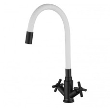 FMARK 276 FS8442-02 .SUS Смеситель д/кухни БЕЛЫЙ гибкий букса 1/2 нержавеющая сталь